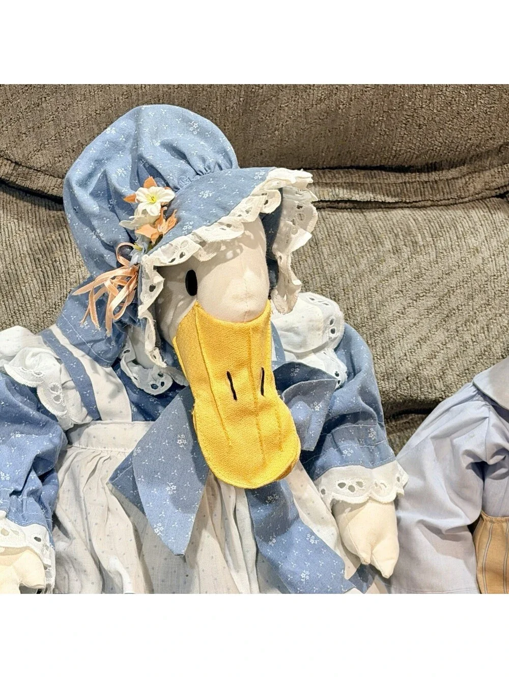 Vintage 20” Handmade Fabric Country Geese Set ~ Grandma Core 💙 Goose Decoration